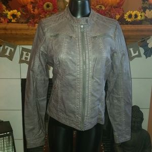 Gray faux leather jacket